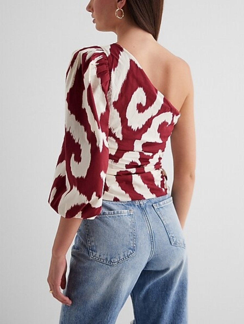 Express Printed One Shoulder Tie Waist Top Size Medium - Picture 3 of 12